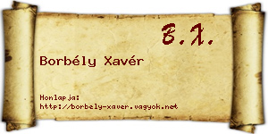 Borbély Xavér névjegykártya